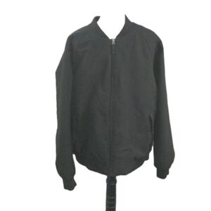 UNBRANDED Men's Black Zip Front Bomber Jacket Size L or XL